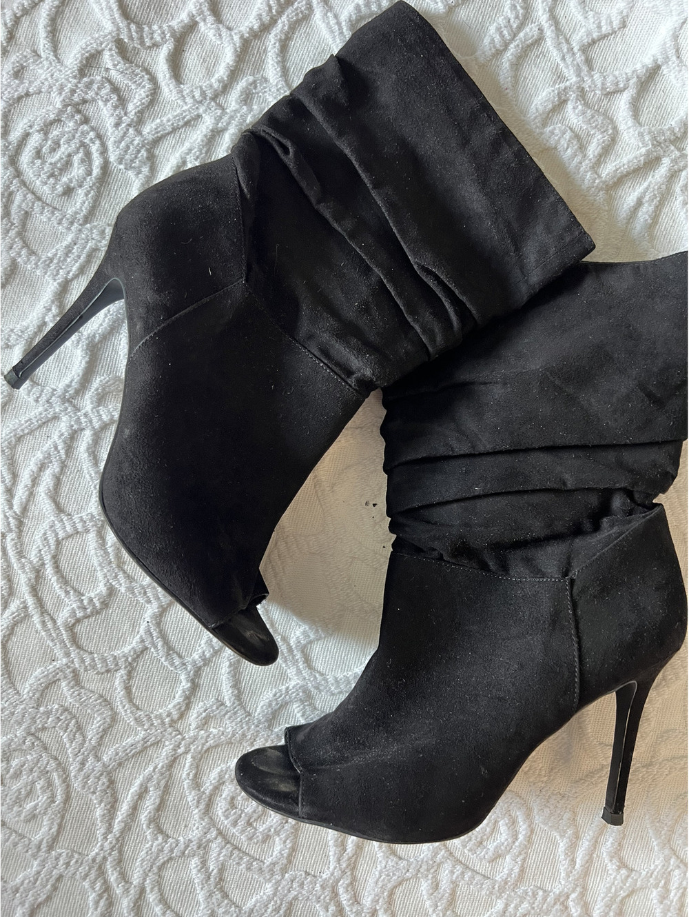 Charles by Charles David Black Slouchy Open Toe Heeled Bootie Size 8